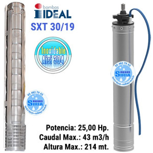 Cuerpo Bomba 6" Ideal SXT 30/19 Con Motor Sumergible 6" 25CV SXT3019