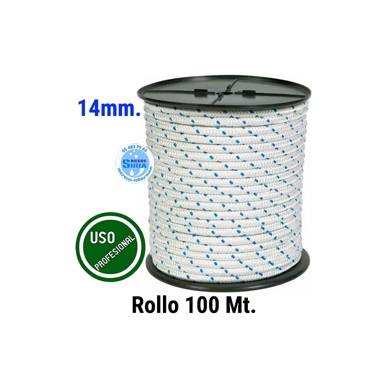Rollo 100 mt. Cuerda Nylon Trenzado 14mm AT14