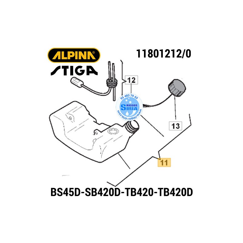 Depósito Completo Alpina Stiga BS45D SB420D TB420 TB420D 160122