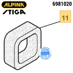 Filtro de Aire Alpina Stiga 528 HT55 HT60 POWER28 SB25 SB27 SB29 SH160 ST225J ST290 ST291 STAR28 TB25 TR25J VIP28 VIP528 160139