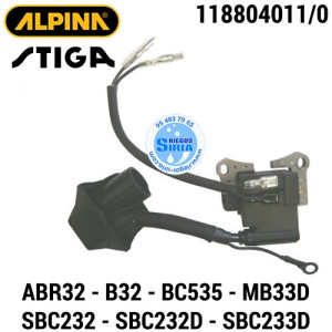 Bobina de Encendido Alpina Stiga ABR32 ABR32D B32 B32D BC535 MB33D SBC232 SBC232D SBC233D 160039