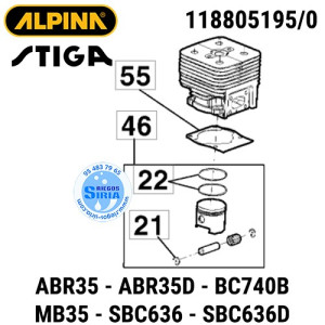 Cilindro Completo Alpina Stiga ABR35 BC740B MB35 SBC636 160042