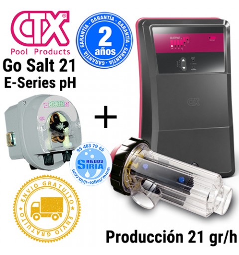 Clorador Salino CTX Go Salt 21 + Bomba CTX E-Series pH 70287+68264