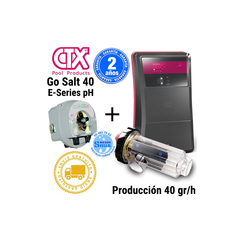 Clorador Salino CTX Go Salt 40 + Bomba CTX E-Series pH 70302+68264