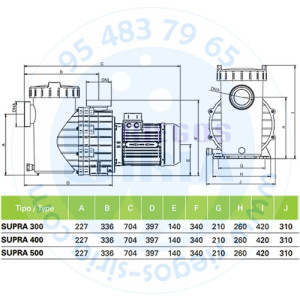 Bomba Autoaspirante Piscina Saci Supra 300T 3CV 230/400V 24103010