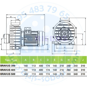 Bomba Natación Contracorriente Saci Bravus 300T 3CV 230/400V 24104010