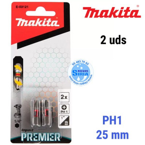 Punta Torsión Premier Makita PH1 25mm (2pc) E-03121