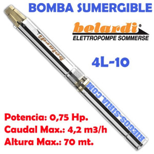 Electrobomba Sumergible Belardi 4L10 1,50 Hp. 4L10