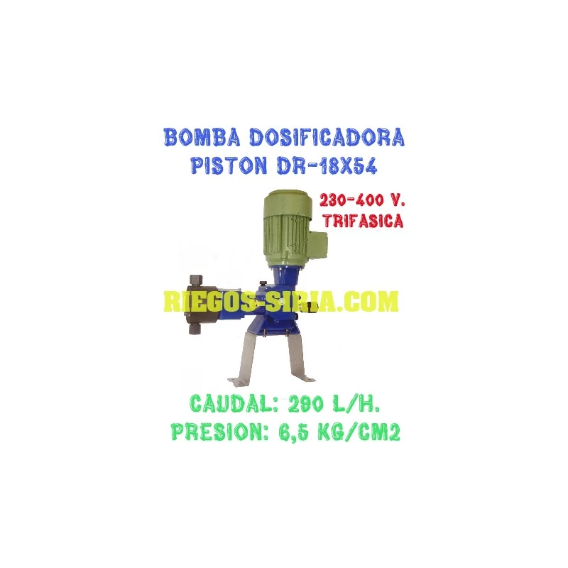 Bomba Dosificadora Pistón Cabezal PVC 290 l/h 230/400V III DR1854CT