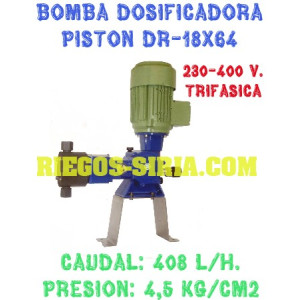 Bomba Dosificadora Pistón Cabezal PVC 408 l/h 230/400V III DR1864CT