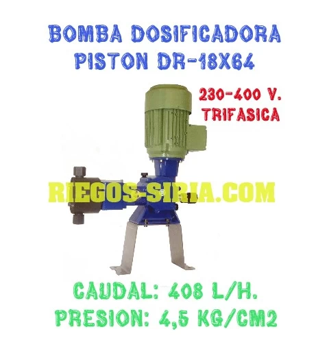 Bomba Dosificadora Pistón Cabezal PVC 408 l/h 230/400V III DR1864CT