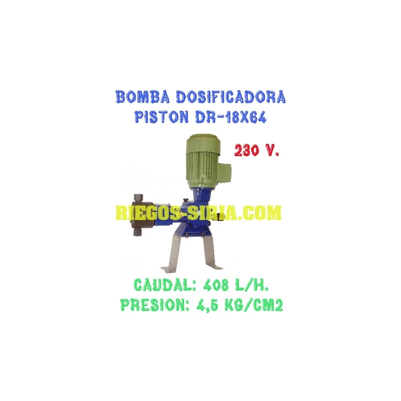 Bomba Dosificadora Pistón Cabezal PVC 408 l/h 230V II DR1864CM
