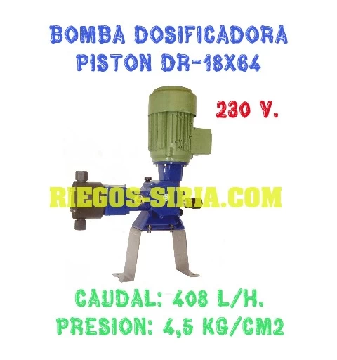 Bomba Dosificadora Pistón Cabezal PVC 408 l/h 230V II DR1864CM