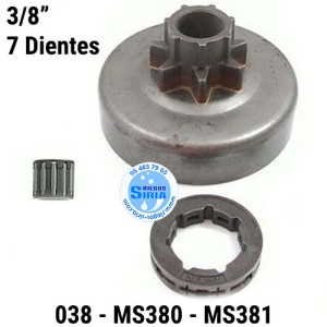 Piñón Cadena 3/8" 7 Dientes con Anillo compatible 038 MS380 MS381 120167