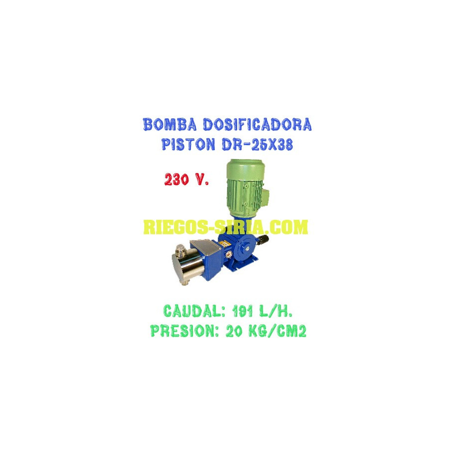 Bomba Dosificadora Pistón Cabezal Inoxidable 191 l/h 230V II DR2538IM