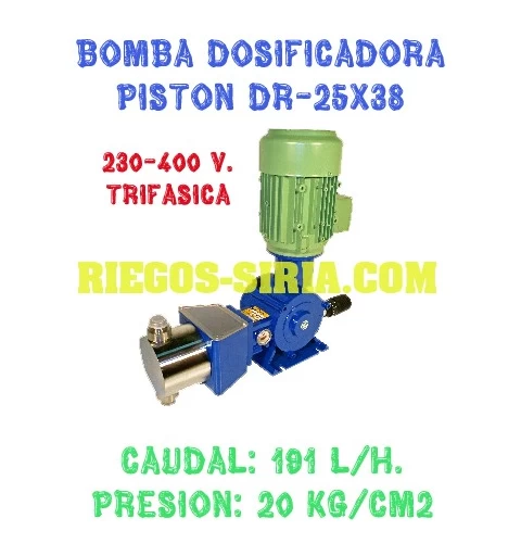 Bomba Dosificadora Pistón Cabezal Inoxidable 191 l/h 230/400V III DR2538IT