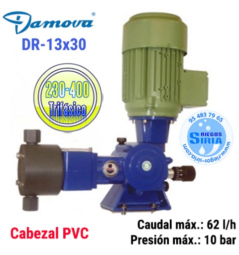 Bomba Dosificadora Pistón Cabezal PVC 62 l/h 230/400V III DR1330CT