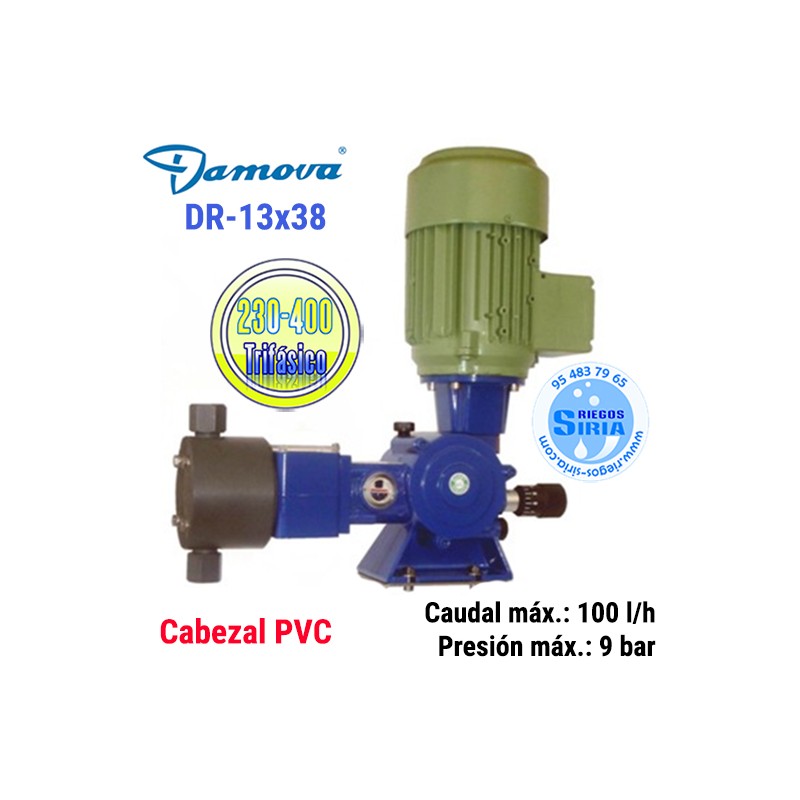 Bomba Dosificadora Pistón Cabezal PVC 100 l/h 230/400V III DR1338CT
