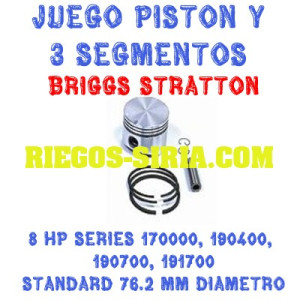 Pistón completo compatible B&S 8 Hp Series 170000 190400 190700 191700