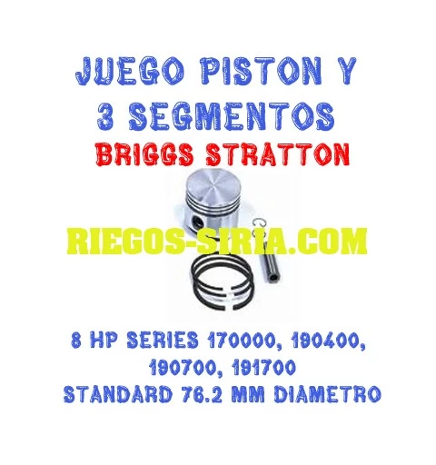Pistón completo compatible B&S 8 Hp Series 170000 190400 190700 191700