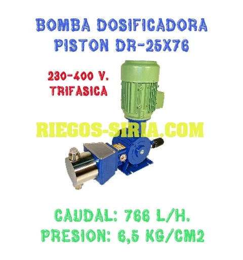 Bomba Dosificadora Pistón Cabezal PVC 766 l/h 230/400V III DR2576CT