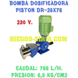 Bomba Dosificadora Pistón Cabezal PVC 766 l/h 230V II DR2576CM