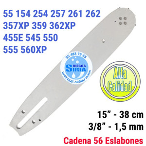 Espada 3/8" 1,5mm 38cm adap 55 154 254 257 261 262 357XP 359 362XP 455E 545 550 555 560XP 120061