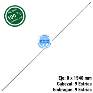 Eje Transmisión Universal Desbrozadora 8 x 1540mm 9 Estrías 130049