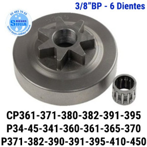 Piñón Cadena 3/8"BP 6 Dientes compatible P34 P350 P351 P370 P371 P390 P391 P411 120239