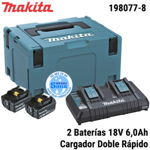 Kit Fuente de Alimentación Makita 2 Baterías 18V 6Ah con Cargador Doble 198077-8