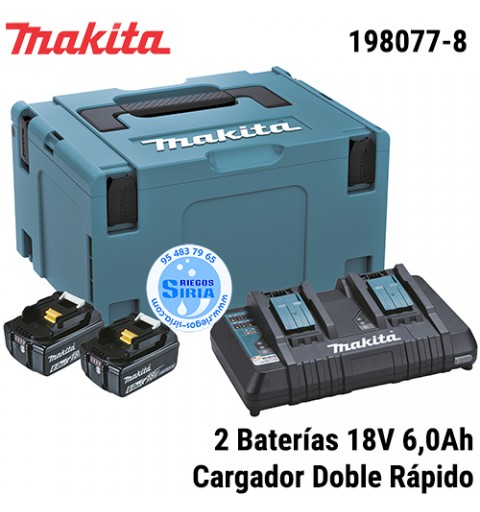 Kit Fuente de Alimentación Makita 2 Baterías 18V 6Ah con Cargador Doble 198077-8