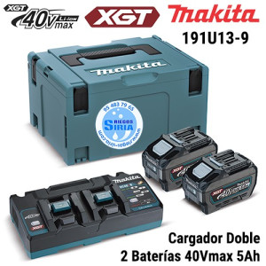 Kit Fuente Alimentación XGT 2Bat 40Vmax 5Ah y Cargador DC40RB 191U13-9