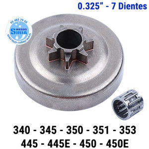 Piñón Cadena 0.325" 7 Dientes compatible 340 340E 345 345E 350 351 353 445 445E 450 450E 120215