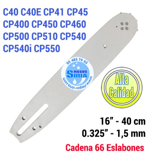 Espada 0.325" 1,5mm 40cm Adap C40 C40E CP41 CP45 CP400 CP450 CP460 CP500 CP510 CP540 CP540i CP550 120075