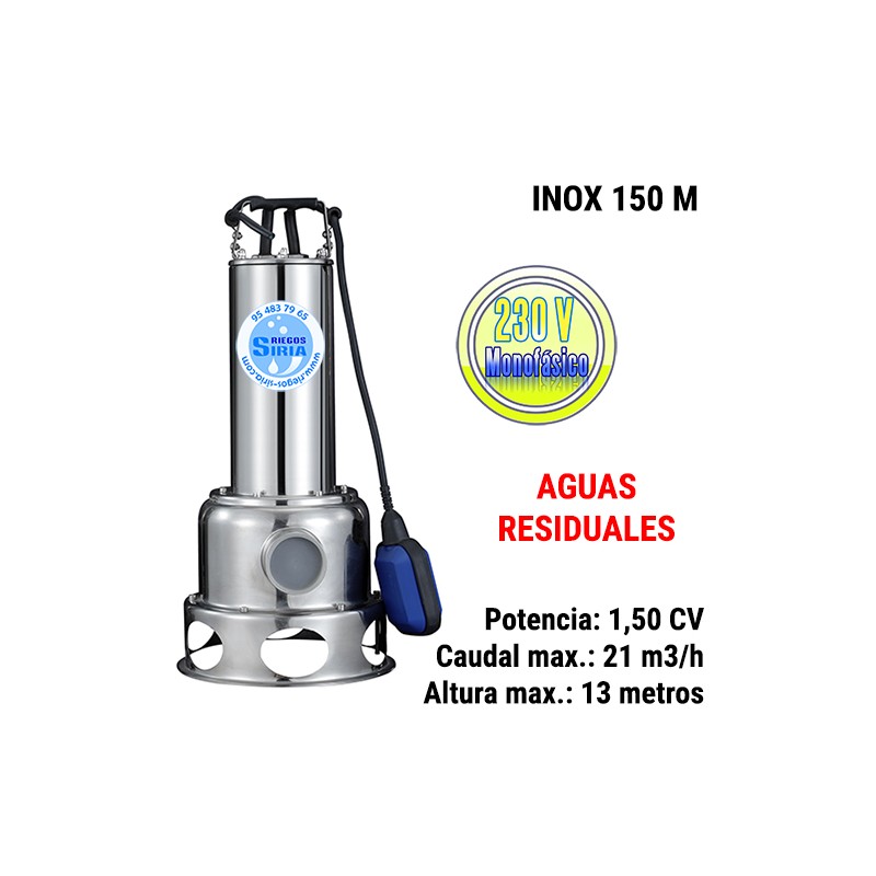 Bomba Sumergible Achique Aguas Residuales Inoxidable INOX 150M 1,50CV 230V II INOX150M