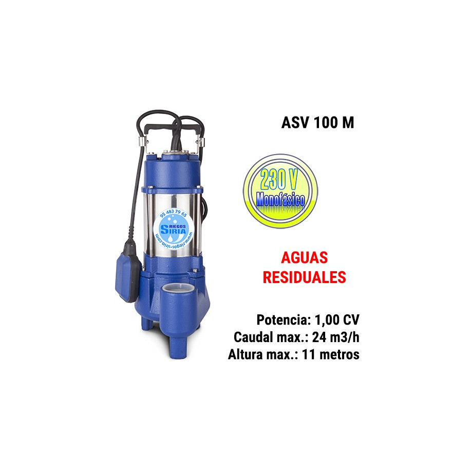 Bomba Sumergible Achique Aguas Residuales Fundición ASV 100M 1,00CV 230V II ASV100M