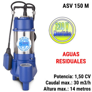 Bomba Sumergible Achique Aguas Residuales Fundición ASV 150M 1,50CV 230V II