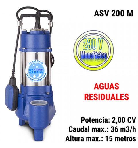 Bomba Sumergible Achique Aguas Residuales Fundición ASV 200M 2,00CV 230V II ASV200M