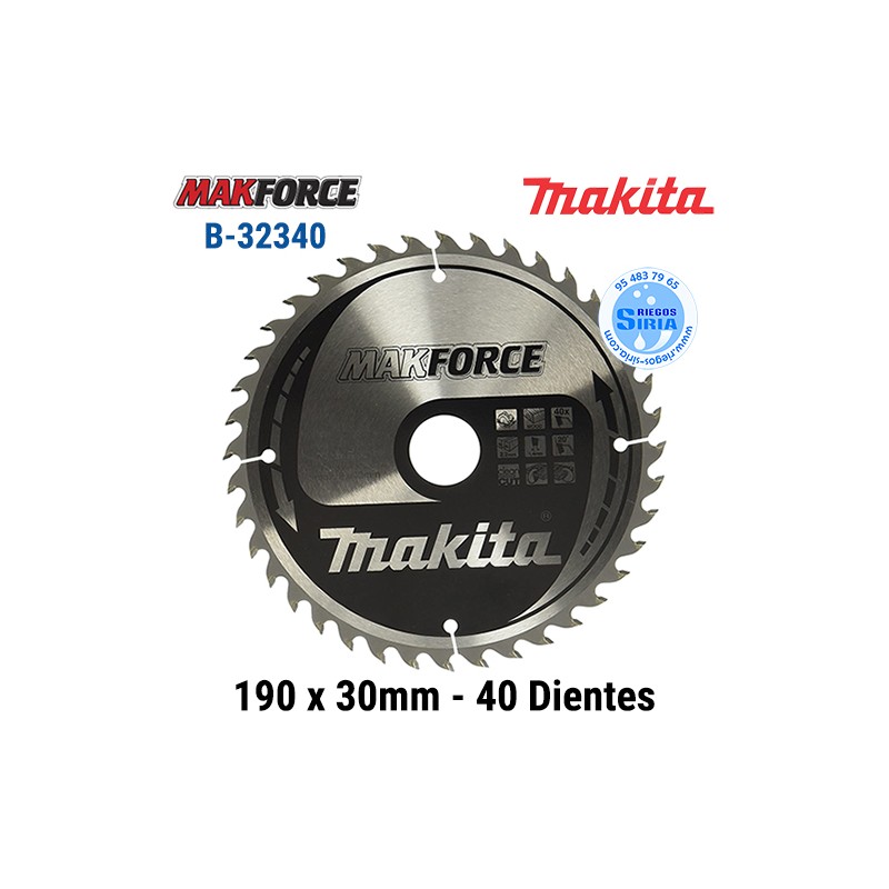 Disco Makita Makforce 190 x 30mm 40 Dientes B-32340