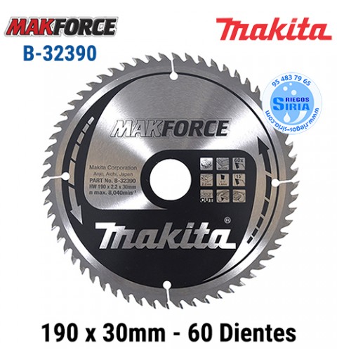 Disco Makita Makforce 190 x 30mm 60 Dientes B-32390