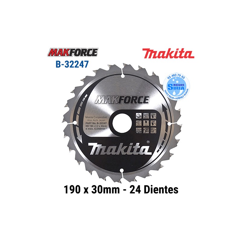 Disco Makita Makforce 190 x 30mm 24 Dientes B-32247