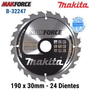 Disco Makita Makforce 190 x 30mm 24 Dientes B-32247