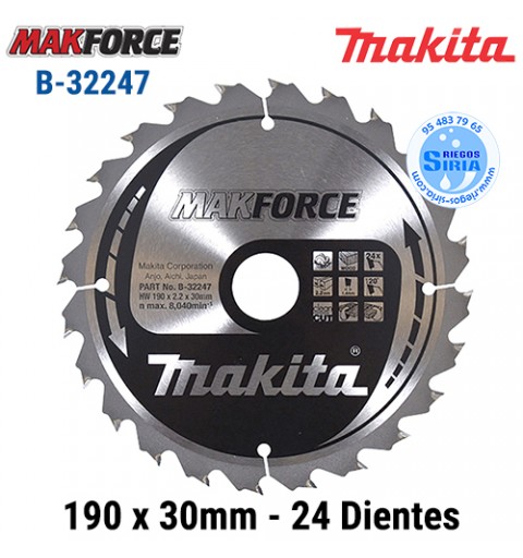 Disco Makita Makforce 190 x 30mm 24 Dientes B-32247