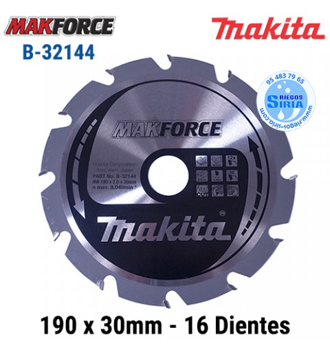 Disco Makita Makforce 190 x 30mm 12 Dientes B-32144