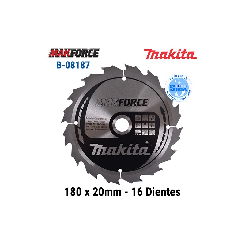 Disco Makita Makforce 180 x 20mm 16 Dientes B-08187