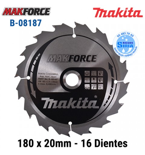 Disco Makita Makforce 180 x 20mm 16 Dientes B-08187