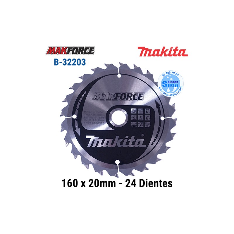 Disco Makita Makforce 160 x 20mm 24 Dientes B-32203