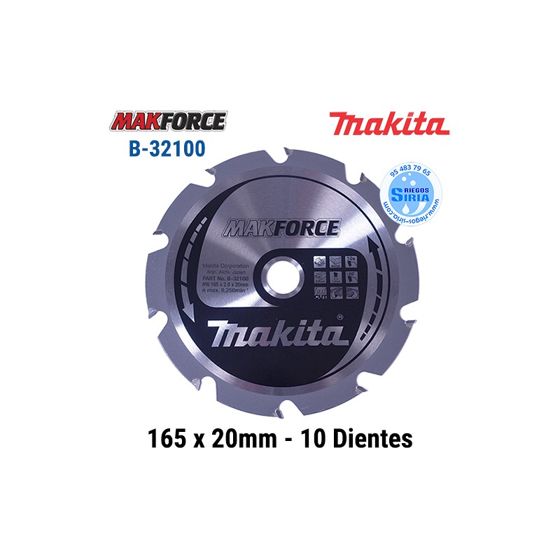 Disco Makita Makforce 165 x 20mm 10 Dientes B-32100