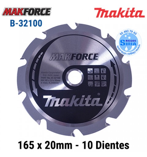 Disco Makita Makforce 165 x 20mm 10 Dientes B-32100