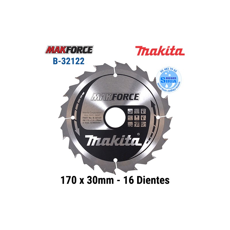 Disco Makita Makforce 170 x 30mm 16 Dientes B-32122